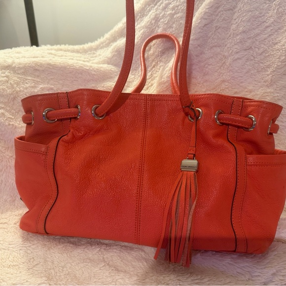 Tiganello Handbags - Tiganello Orange Pebbled Leather Tote.  14x10
